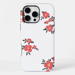 Funda Para iPhone 16 Pro Max Patrón floral rojo floreciendo en flor 