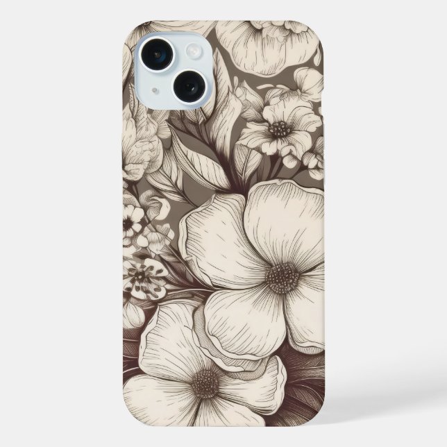 Funda Para iPhone Patrón Floral Sepia Antiguo (10) (Reverso )