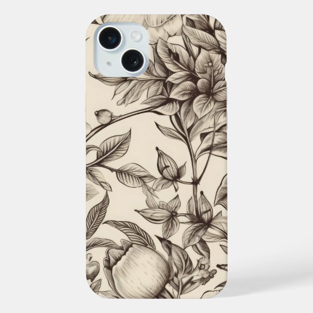 Funda Para iPhone Patrón Floral Sepia Antiguo (2) (Reverso )
