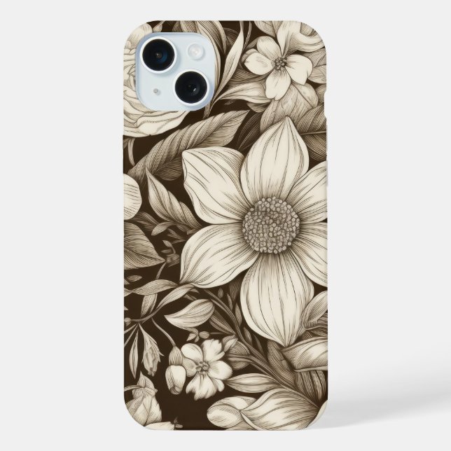 Funda Para iPhone Patrón Floral Sepia Antiguo (7) (Reverso )