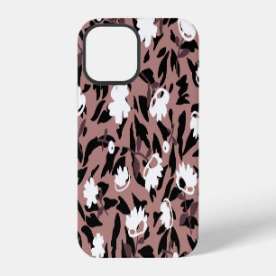Funda Para iPhone 12 Patrón floral sobre fondo de leopardo.