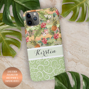 Funda Para iPhone 16 Pro Max Patrón floral tropical personalizado de piñas colo