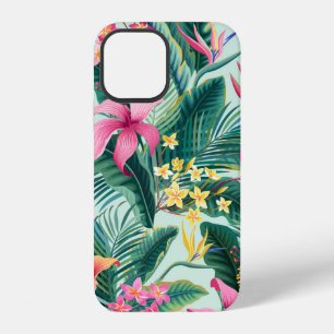 Funda Para iPhone 12 patrón floral tropical sin costuras con hibisco y