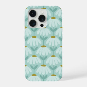 Patrón floral vintage azul turquesa y verde oliva