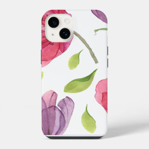 Funda Para iPhone 14 Patrón floral violeta tenue