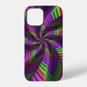 Funda Para iPhone 12 Patrón fractal de neón colorido y energético