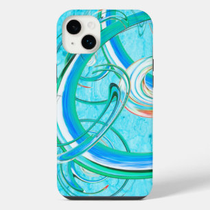 Funda Para iPhone 14 Plus Patrón fractal luminoso de barrido azul abstracto