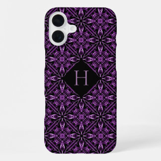 Funda Para iPhone 16 Plus Patrón fractal victoriano inicial personalizado pú