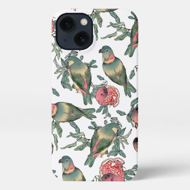 Funda Para iPhone Patrón Frutos y Aves Amantes (Reverso )