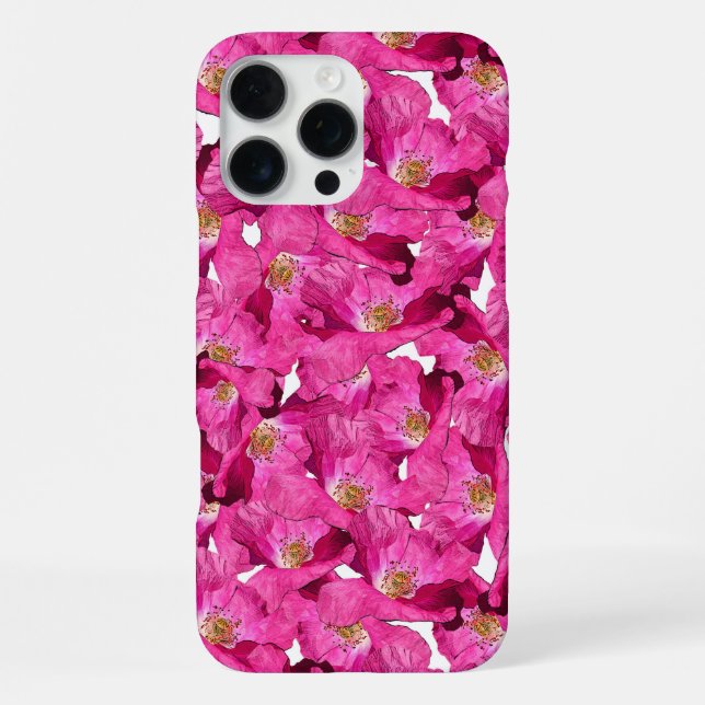 Funda Para iPhone Patrón Galore de Poppies Púrpura (Reverso )