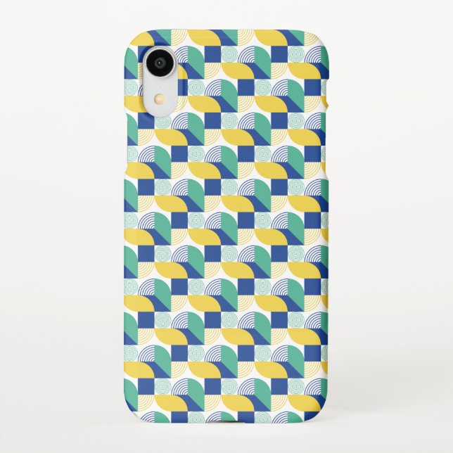 Funda Para iPhone Patrón geométrico abstracto de amarillo verde azul (Reverso)