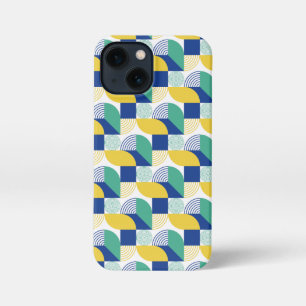 Funda Para iPhone 13 Mini Patrón geométrico abstracto de amarillo verde azul