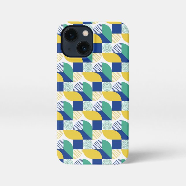 Funda Para iPhone Patrón geométrico abstracto de amarillo verde azul (Reverso )