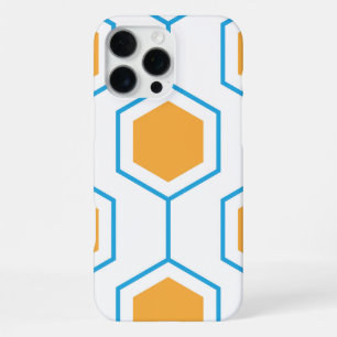 Funda Para iPhone 16 Pro Max Patrón geométrico abstracto de hexágono en azul na