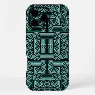 Funda Para iPhone 16 Pro Max Patrón geométrico abstracto futurista laberíntico