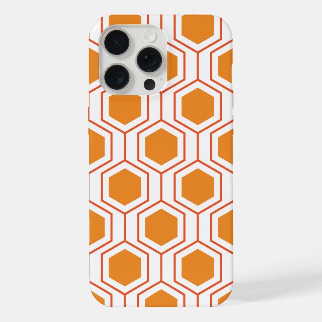 Funda Para iPhone Patrón geométrico abstracto hexagonal en naranja y (Reverso )