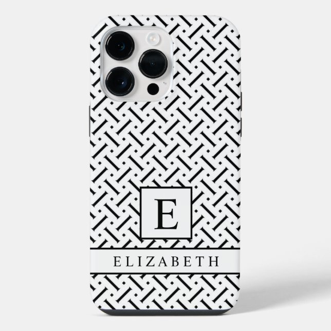Funda Para iPhone Patrón Geométrico Blanco Y Negro De personalizable (Reverso )