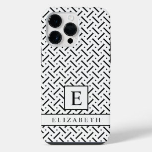 Funda Para iPhone 14 Pro Max Patrón geométrico blanco y negro personalizable