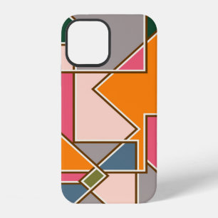 Funda Para iPhone 12 patrón geométrico continuo, líneas, naranja, púrpu