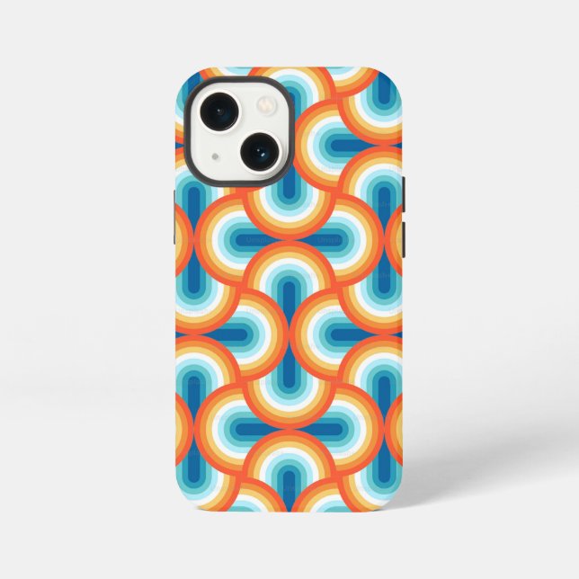 Funda Para iPhone Patrón geométrico de arcoíris retro (Reverso )