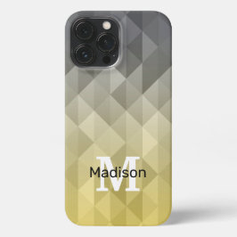 Funda Para iPhone 13 Pro Max Patrón geométrico de Guay gris amarillo Monograma