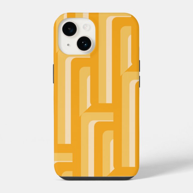 Funda Para iPhone Patrón geométrico retro amarillo (Reverso )