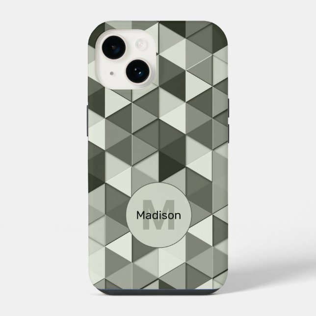 Funda Para iPhone Patrón geométrico triangular de escala de grises d (Reverso )