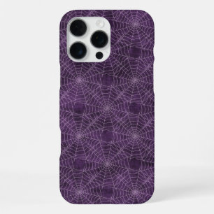 Funda Para iPhone 16 Pro Max Patrón Gótico de Telaraña de Purpura y Plata