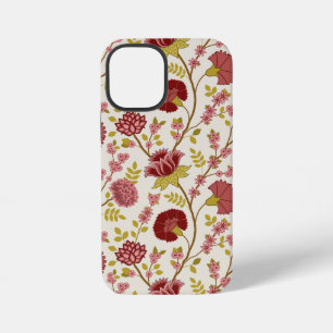 Funda Para iPhone 12 Mini Patrón grande floral jacobino rojos rosados oro cr