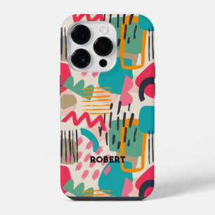 Funda Para iPhone 14 Pro Patrón grunge de formas abstractas coloridas