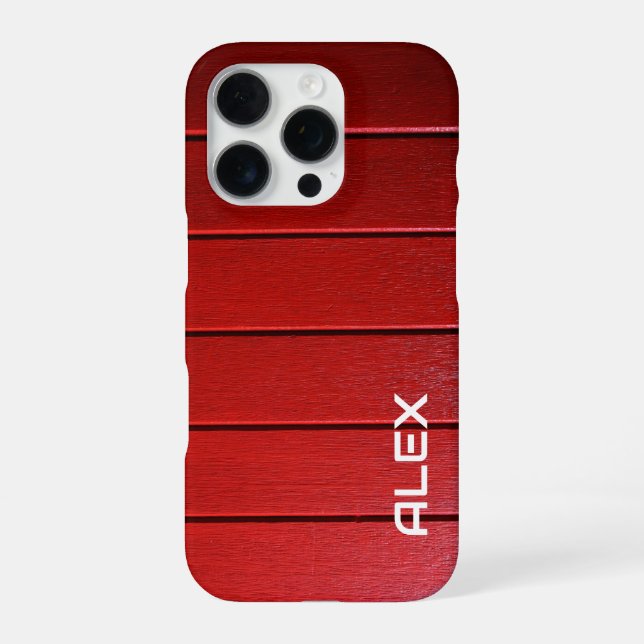 Funda Para iPhone Patrón horizontal de madera roja (Reverso)