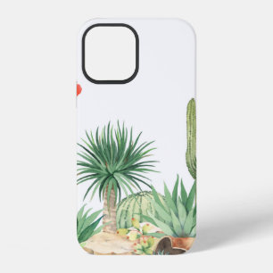 Funda Para iPhone 12 Patrón horizontal sin soldadura con cactus en flor