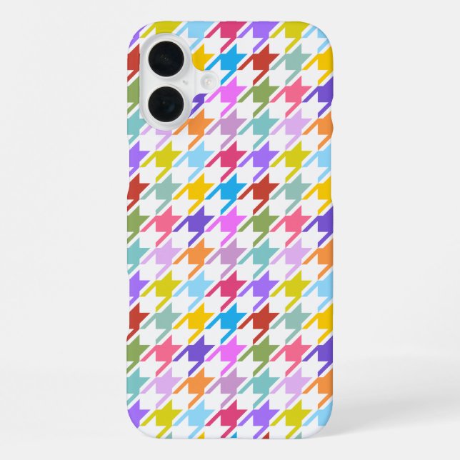 Funda Para iPhone Patrón Houndstooth Multicolor+Blanco (Reverso )