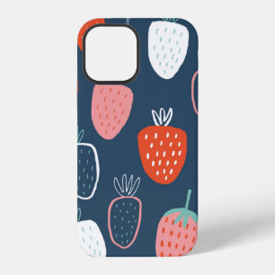 Funda Para iPhone 12 Patrón infantil continuo con fresas dibujadas a ma