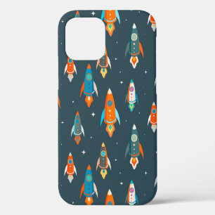 Funda Para iPhone 12 Patrón inmaculado de cohetes coloridos en el espac
