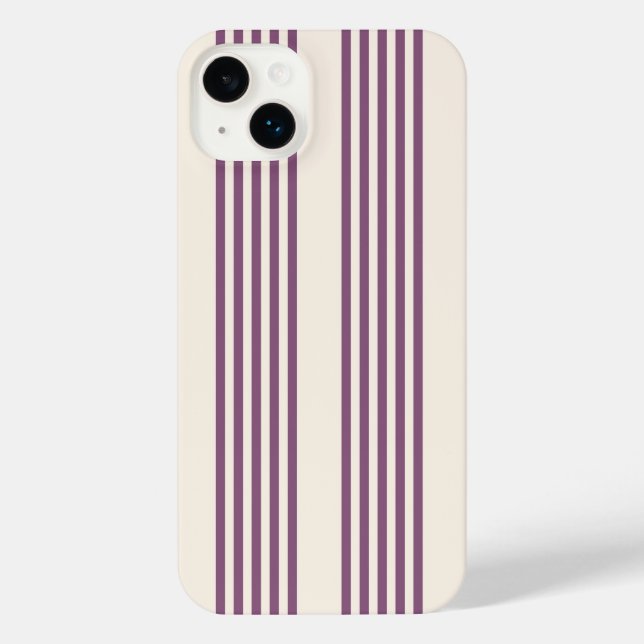 Funda Para iPhone Patrón malva morado y beige de cinco rayas (Reverso )