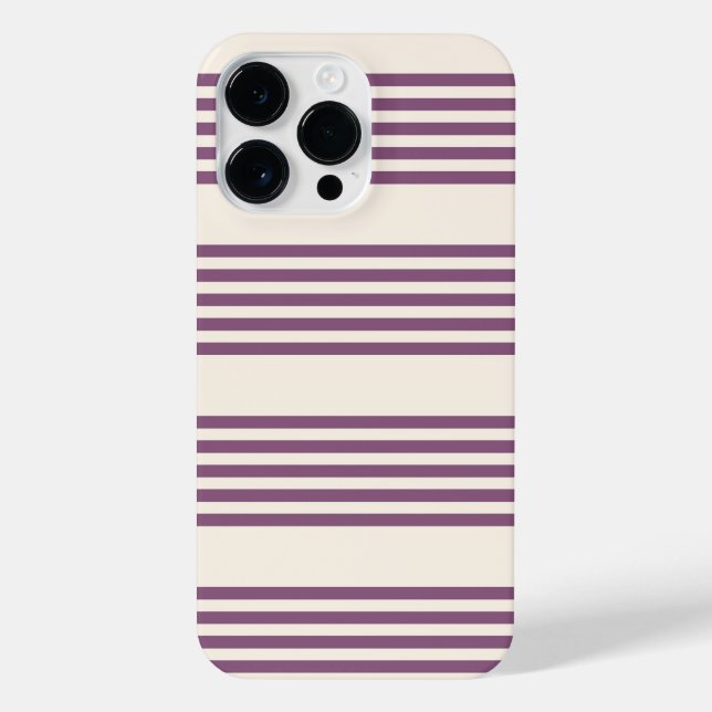 Funda Para iPhone Patrón malva morado y beige de cinco rayas (Reverso)