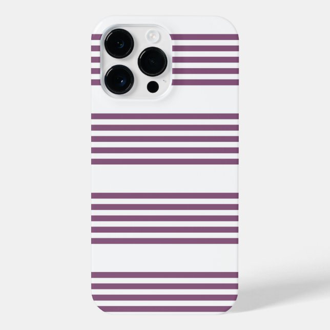 Funda Para iPhone Patrón malva morado y blanco de cinco rayas (Reverso)