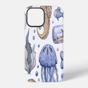Funda Para iPhone 12 Patrón marino pintado a mano con acuarela.