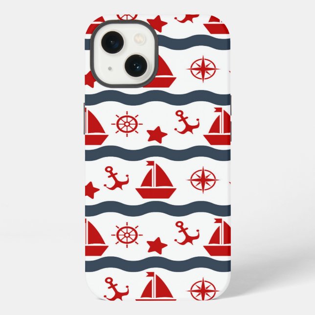 Funda Para iPhone Patrón marítimo de corte (Reverso )