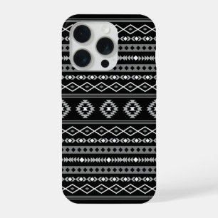 Patrón mezclado de motivos aztecas en blanco y gri