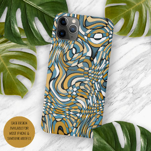 Funda Para iPhone 11Pro Max Patrón moderno de arte negro gris azul taupe marró