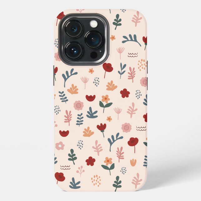 Funda Para iPhone Patrón moderno de flores estéticas (Reverso )