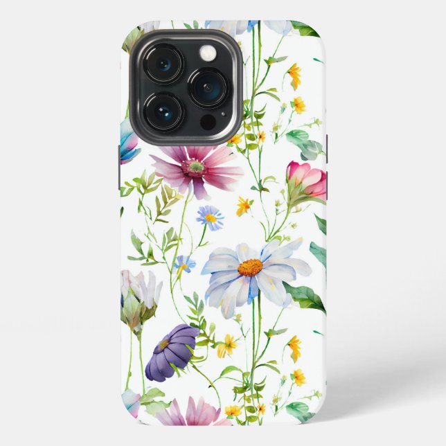 Funda Para iPhone Patrón moderno de flores silvestres  (Reverso )