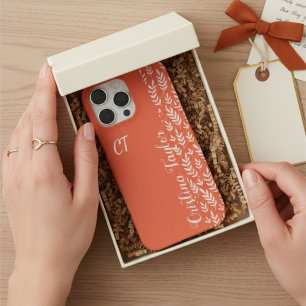 Funda Para iPhone 16 Pro Max patrón monogramado de Rubor Leaf en rosa Stylish