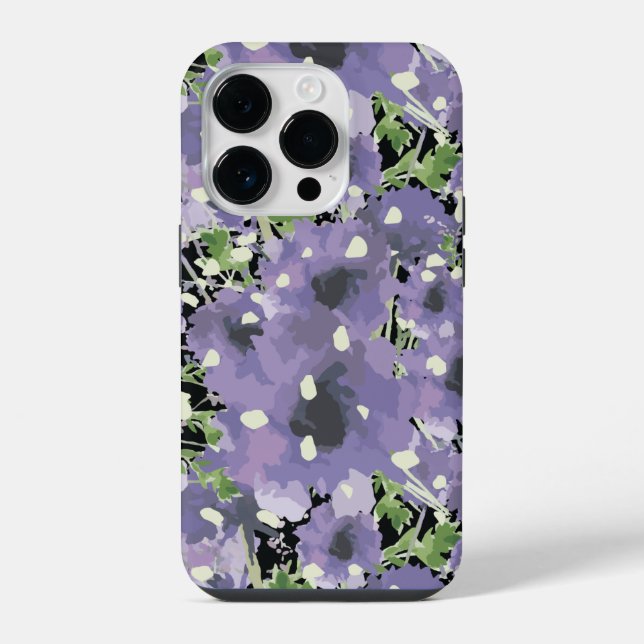 Funda Para iPhone Patrón morado floral (Reverso )