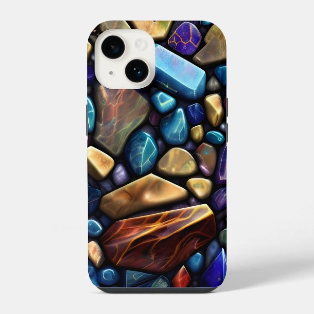 Funda Para iPhone Patrón mosaico de piedra de color (Reverso )
