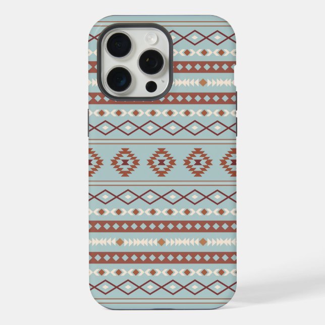 Funda Para iPhone Patrón Motif Mezclado Azteca Rusts Crema Azul (Reverso )