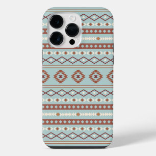 Funda Para iPhone 14 Pro Max Patrón Motif Mezclado Azteca Rusts Crema Azul