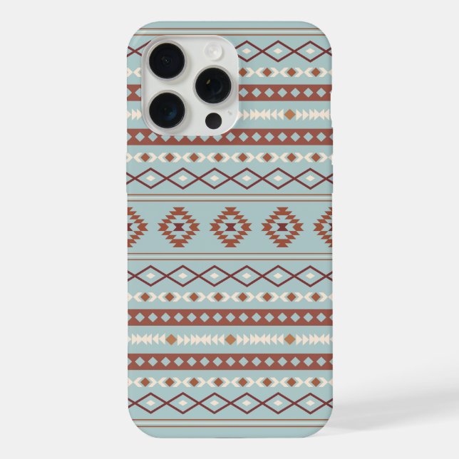 Funda Para iPhone Patrón Motif Mezclado Azteca Rusts Crema Azul (Reverso )